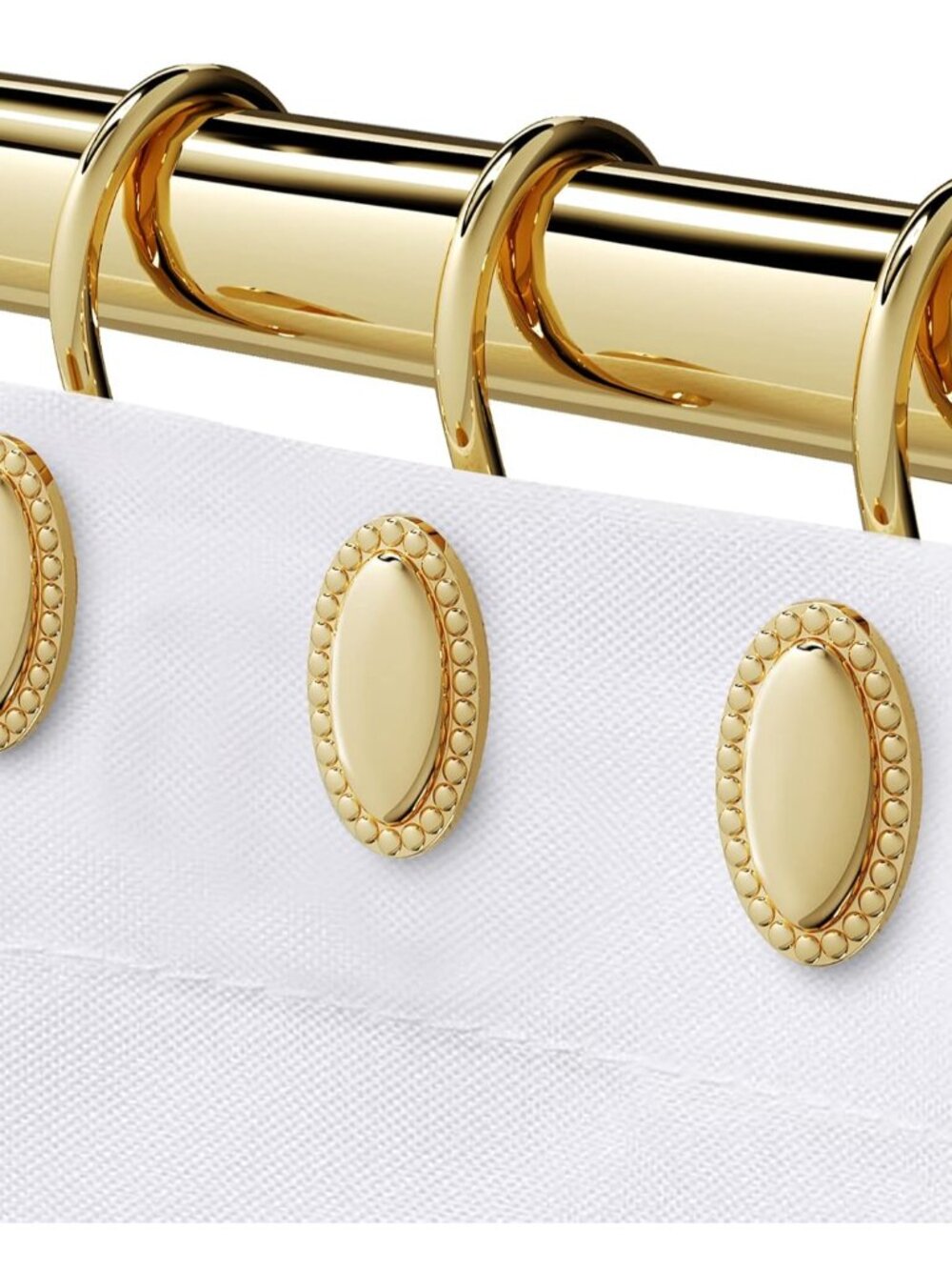 Gold Shower Curtain Hooks Rings, Zinc Alloy with Anti-Rust Coating